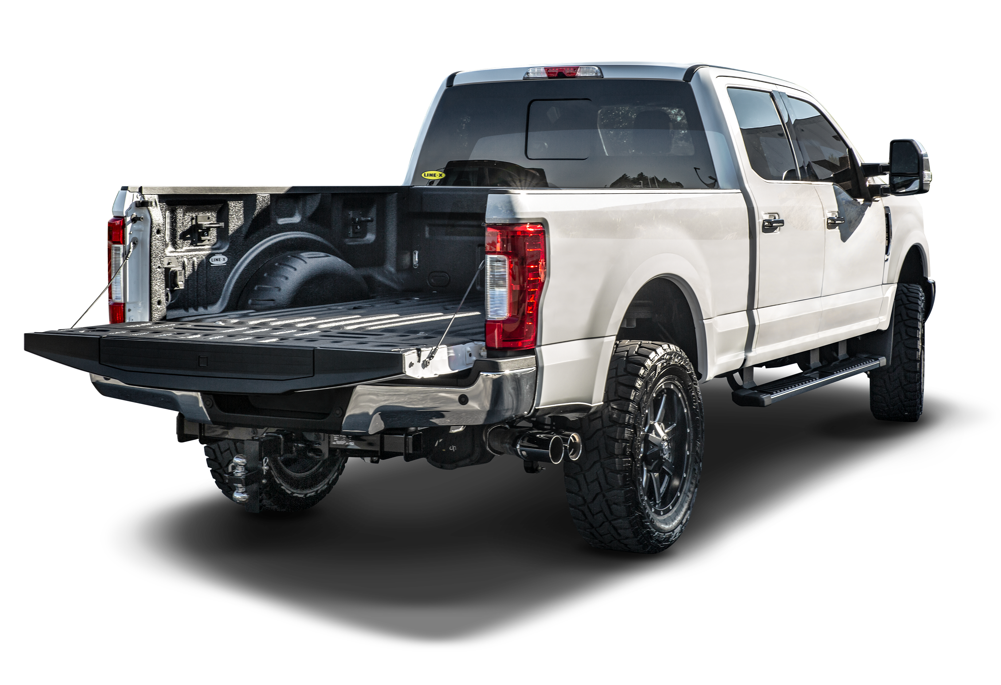 white Ford F-150 with LINE-X PREMIUM bed liner white Ford F-150 with LINE-X PREMIUM bed liner